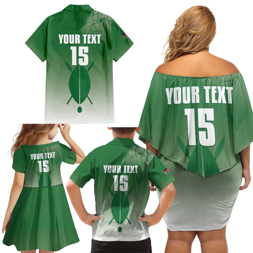 Custom Kenya Football Family Matching Off Shoulder Short Dress and Hawaiian Shirt Go Champions Harambee Stars - Wonder Print Shop