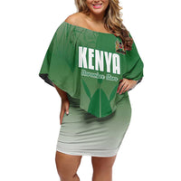Custom Kenya Football Family Matching Off Shoulder Short Dress and Hawaiian Shirt Go Champions Harambee Stars - Wonder Print Shop