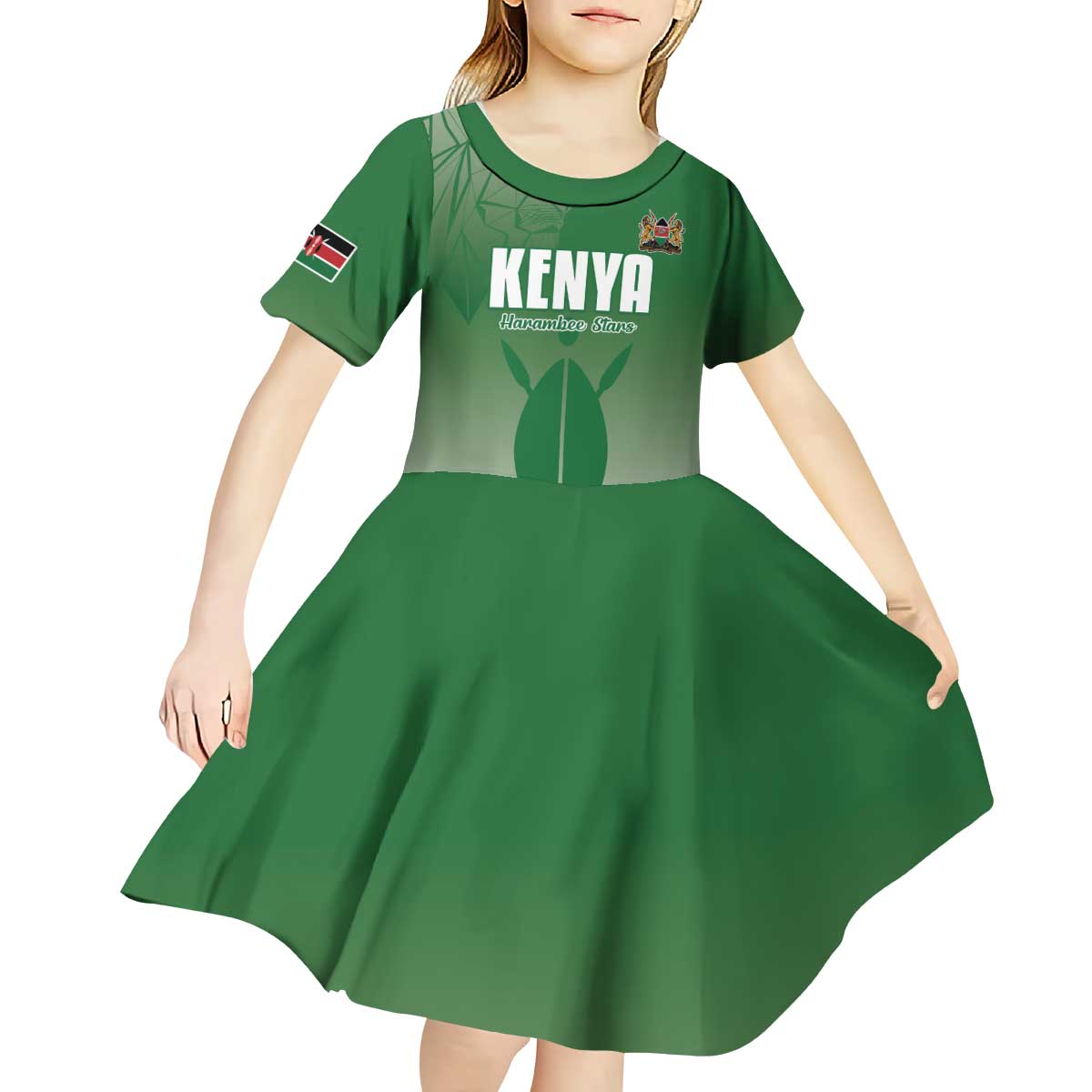 Custom Kenya Football Kid Short Sleeve Dress Go Champions Harambee Stars - Wonder Print Shop