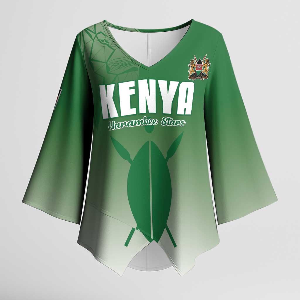 Custom Kenya Football Kimono Sleeve Blouse Go Champions Harambee Stars - Wonder Print Shop