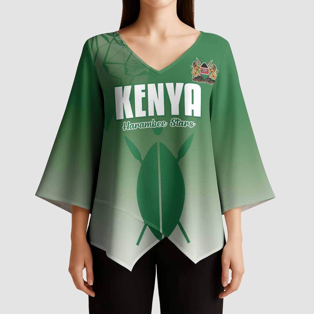 Custom Kenya Football Kimono Sleeve Blouse Go Champions Harambee Stars - Wonder Print Shop