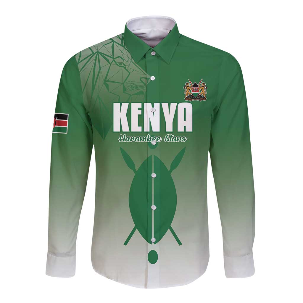 Custom Kenya Football Long Sleeve Button Shirt Go Champions Harambee Stars - Wonder Print Shop
