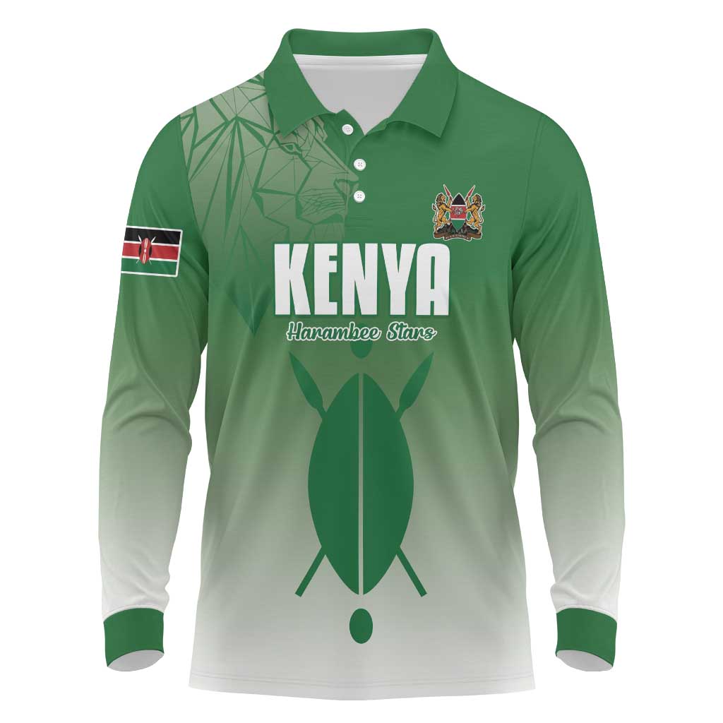 Custom Kenya Football Long Sleeve Polo Shirt Go Champions Harambee Stars - Wonder Print Shop