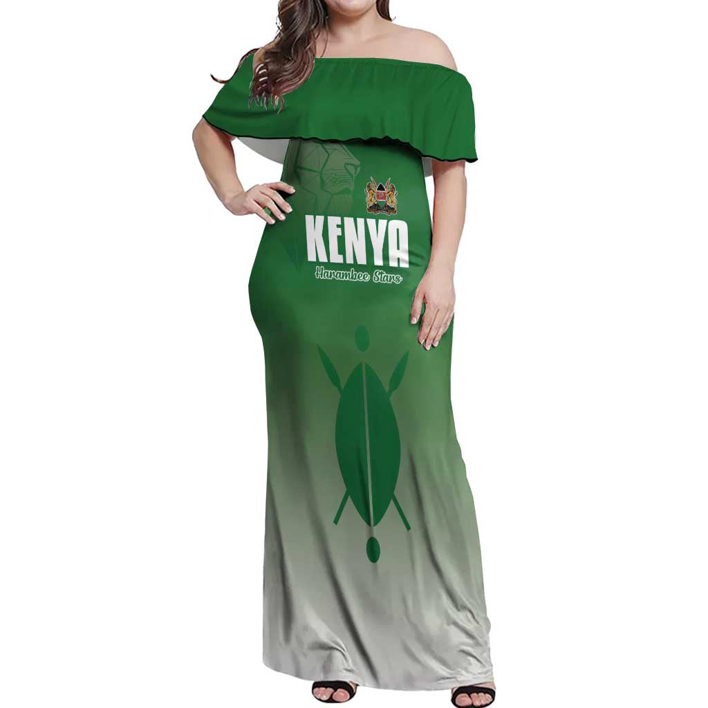 Custom Kenya Football Off Shoulder Maxi Dress Go Champions Harambee Stars - Wonder Print Shop