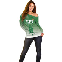 Custom Kenya Football Off Shoulder Sweater Go Champions Harambee Stars - Wonder Print Shop