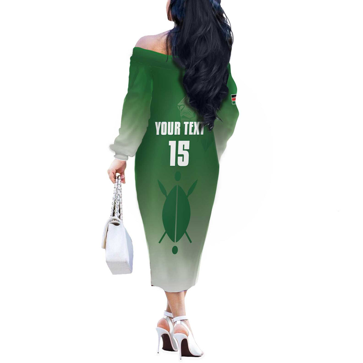 Custom Kenya Football Off The Shoulder Long Sleeve Dress Go Champions Harambee Stars - Wonder Print Shop