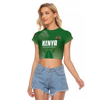 Custom Kenya Football Raglan Cropped T Shirt Go Champions Harambee Stars - Wonder Print Shop