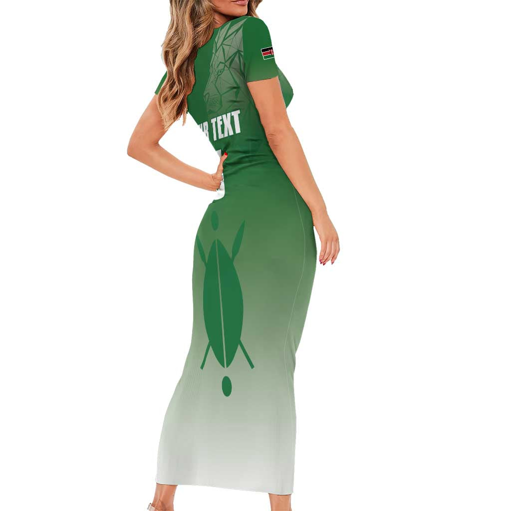 Custom Kenya Football Short Sleeve Bodycon Dress Go Champions Harambee Stars - Wonder Print Shop