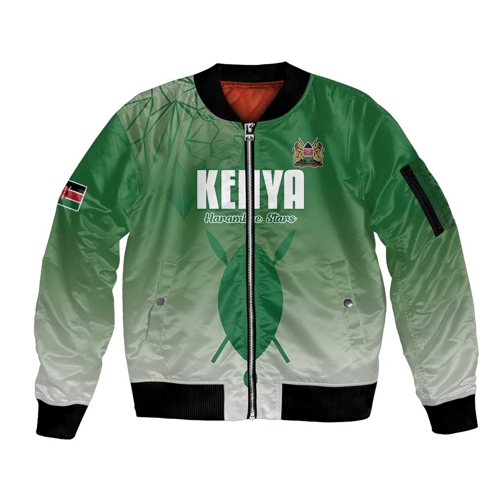 Custom Kenya Football Sleeve Zip Bomber Jacket Go Champions Harambee Stars - Wonder Print Shop