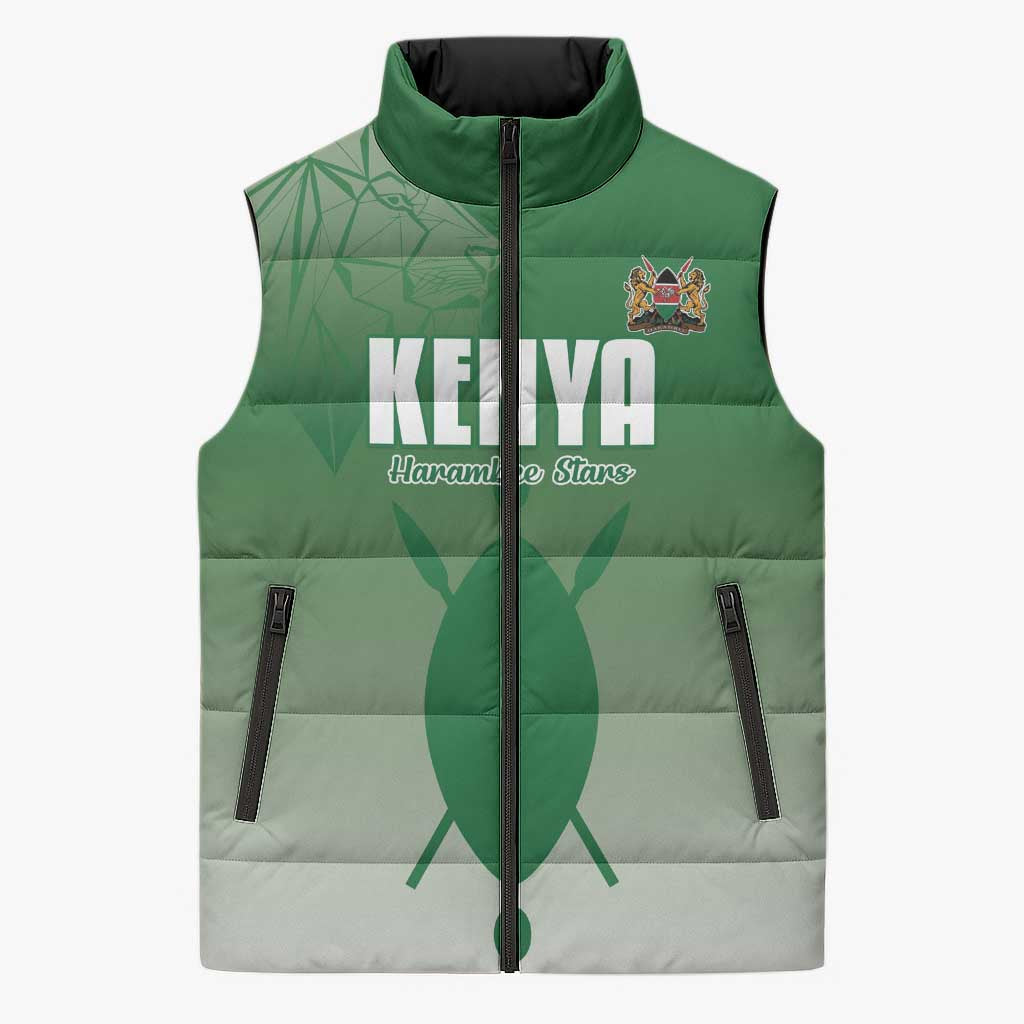 Custom Kenya Football Sleeveless Puffer Jacket Go Champions Harambee Stars - Wonder Print Shop
