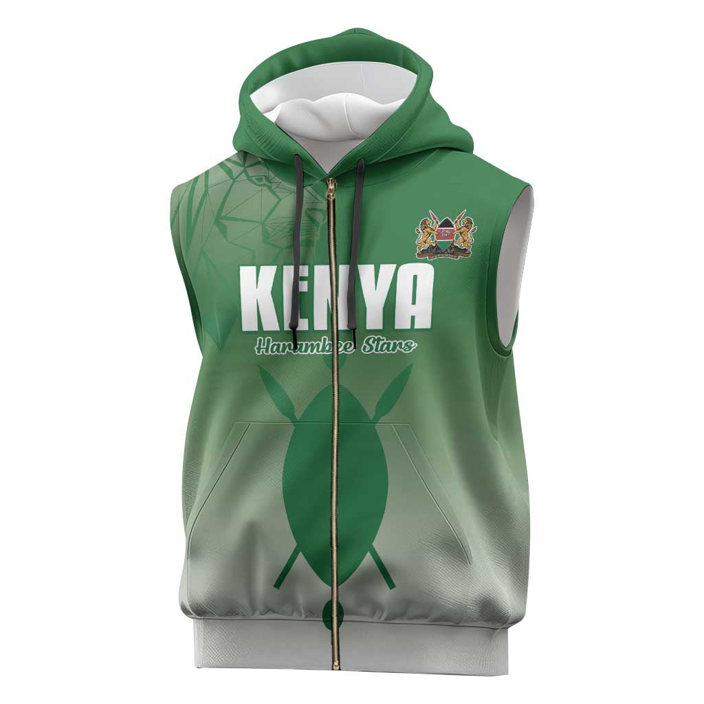 Custom Kenya Football Sleeveless Zip Hoodie Go Champions Harambee Stars - Wonder Print Shop
