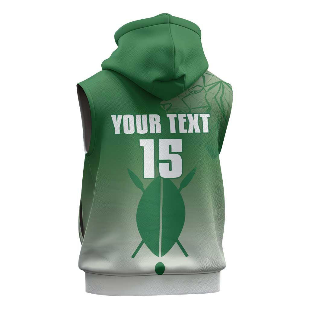 Custom Kenya Football Sleeveless Zip Hoodie Go Champions Harambee Stars - Wonder Print Shop