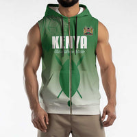 Custom Kenya Football Sleeveless Zip Hoodie Go Champions Harambee Stars - Wonder Print Shop