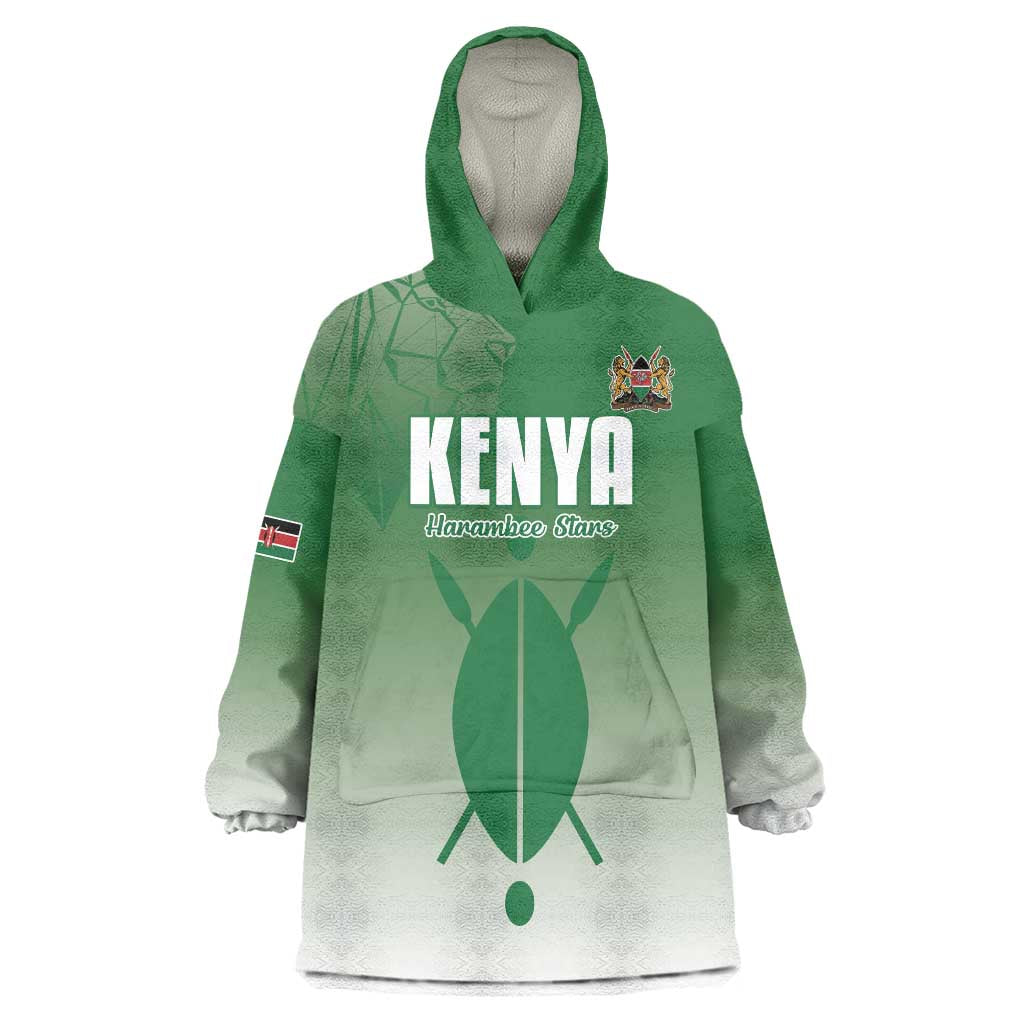 Custom Kenya Football Wearable Blanket Hoodie Go Champions Harambee Stars - Wonder Print Shop