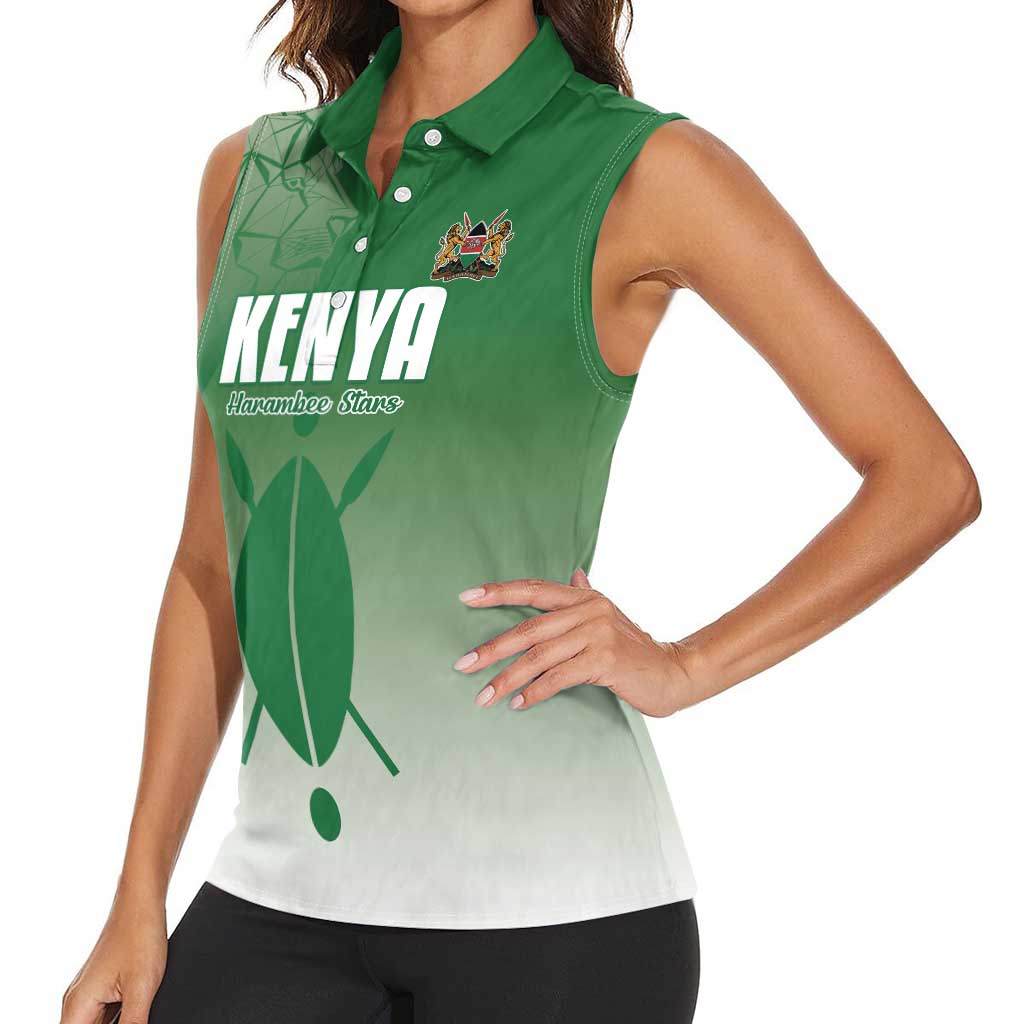 Custom Kenya Football Women Sleeveless Polo Shirt Go Champions Harambee Stars - Wonder Print Shop