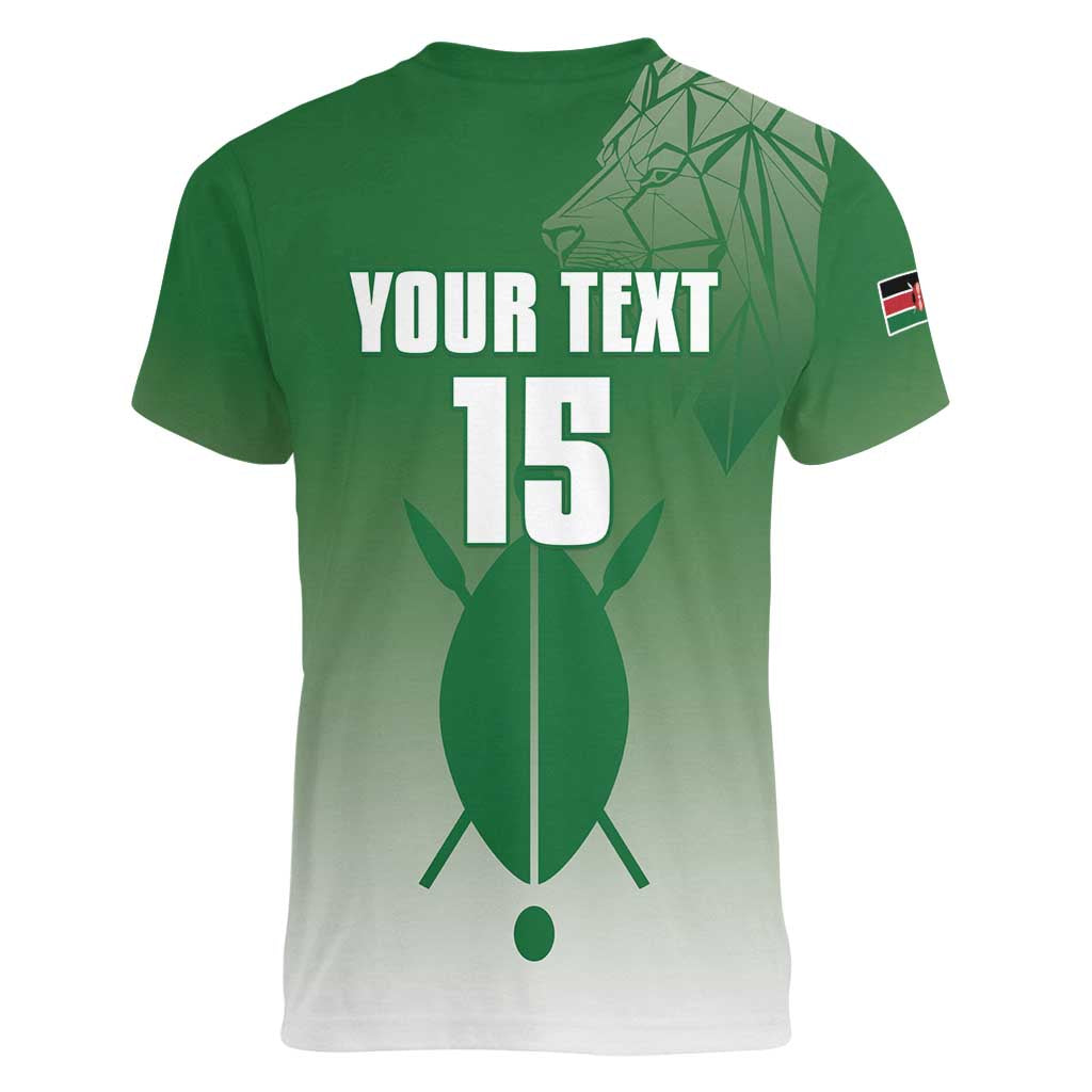 Custom Kenya Football Women V-Neck T-Shirt Go Champions Harambee Stars - Wonder Print Shop