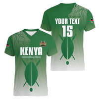 Custom Kenya Football Women V-Neck T-Shirt Go Champions Harambee Stars - Wonder Print Shop