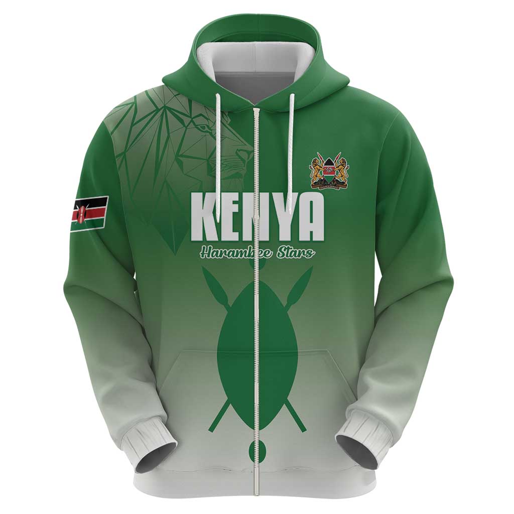 Custom Kenya Football Zip Hoodie Go Champions Harambee Stars - Wonder Print Shop