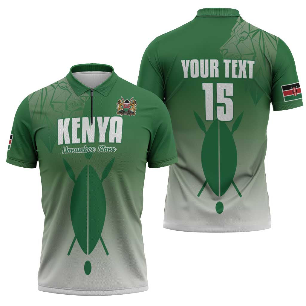Custom Kenya Football Zipper Polo Shirt Go Champions Harambee Stars - Wonder Print Shop