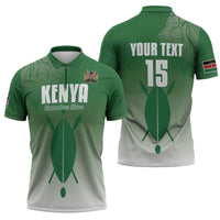 Custom Kenya Football Zipper Polo Shirt Go Champions Harambee Stars - Wonder Print Shop