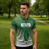 Custom Kenya Football Zipper Polo Shirt Go Champions Harambee Stars - Wonder Print Shop