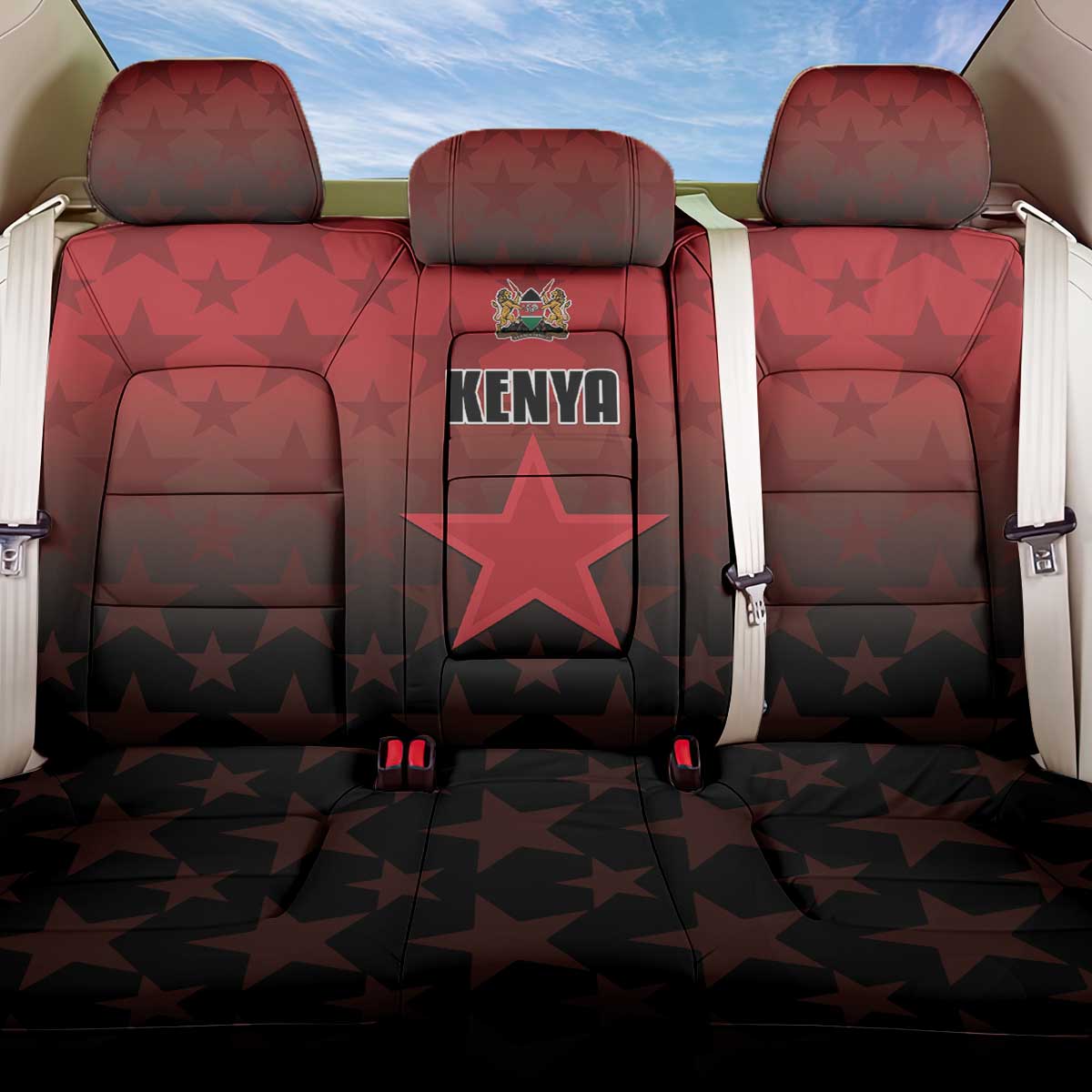 Kenya Football Back Car Seat Cover Go Harambee Stars - Red Jersey - Wonder Print Shop