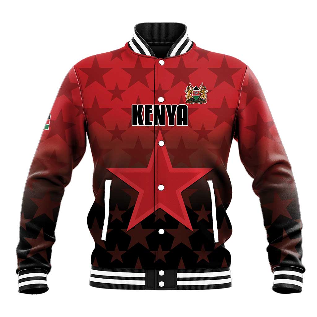 Custom Kenya Football Baseball Jacket Go Harambee Stars - Red Jersey - Wonder Print Shop