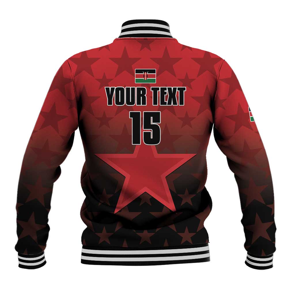Custom Kenya Football Baseball Jacket Go Harambee Stars - Red Jersey - Wonder Print Shop