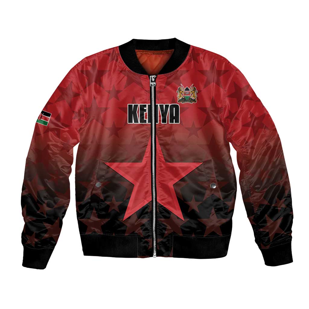 Custom Kenya Football Bomber Jacket Go Harambee Stars - Red Jersey - Wonder Print Shop