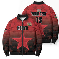 Custom Kenya Football Bomber Puffer Jacket Go Harambee Stars - Red Jersey - Wonder Print Shop