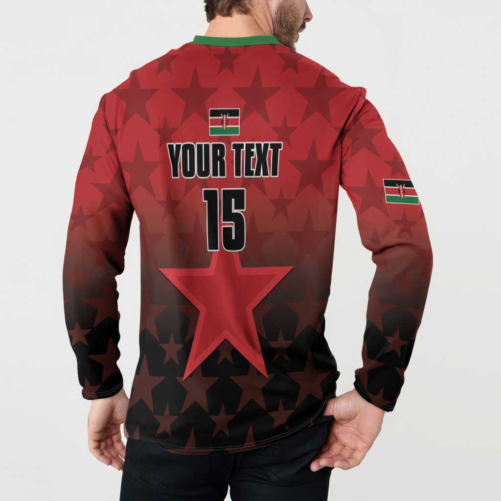 Custom Kenya Football Button Sweatshirt Go Harambee Stars - Red Jersey - Wonder Print Shop