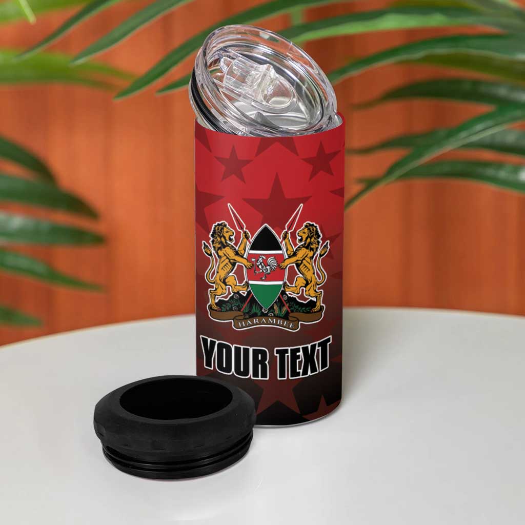 Custom Kenya Football 4 in 1 Can Cooler Tumbler Go Harambee Stars - Red Jersey - Wonder Print Shop