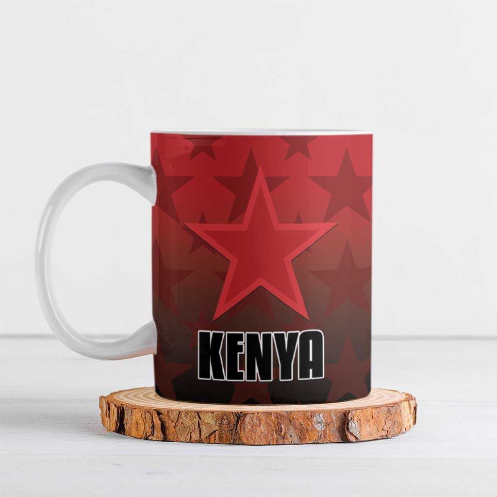 Custom Kenya Football Ceramic Mug Go Harambee Stars - Red Jersey - Wonder Print Shop