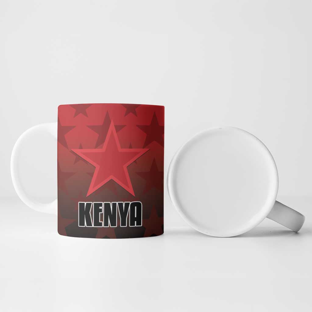 Custom Kenya Football Ceramic Mug Go Harambee Stars - Red Jersey - Wonder Print Shop