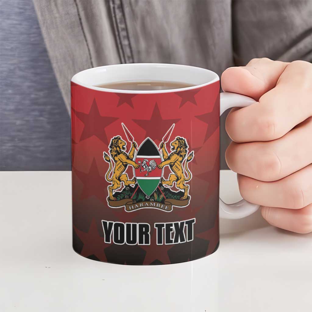 Custom Kenya Football Ceramic Mug Go Harambee Stars - Red Jersey - Wonder Print Shop