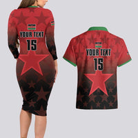 Custom Kenya Football Couples Matching Long Sleeve Bodycon Dress and Hawaiian Shirt Go Harambee Stars - Red Jersey - Wonder Print Shop
