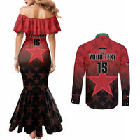 Custom Kenya Football Couples Matching Mermaid Dress and Long Sleeve Button Shirt Go Harambee Stars - Red Jersey - Wonder Print Shop