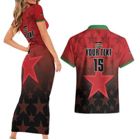 Custom Kenya Football Couples Matching Short Sleeve Bodycon Dress and Hawaiian Shirt Go Harambee Stars - Red Jersey - Wonder Print Shop