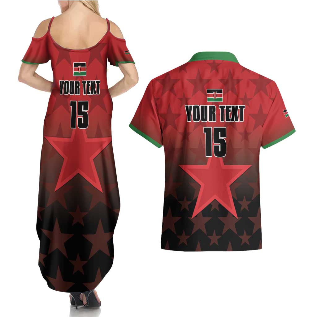 Custom Kenya Football Couples Matching Summer Maxi Dress and Hawaiian Shirt Go Harambee Stars - Red Jersey - Wonder Print Shop
