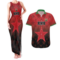 Custom Kenya Football Couples Matching Tank Maxi Dress and Hawaiian Shirt Go Harambee Stars - Red Jersey - Wonder Print Shop