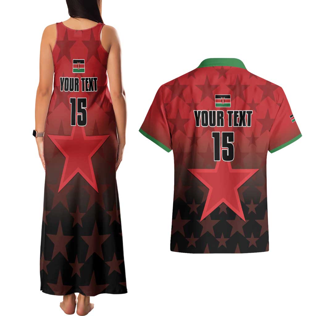 Custom Kenya Football Couples Matching Tank Maxi Dress and Hawaiian Shirt Go Harambee Stars - Red Jersey - Wonder Print Shop