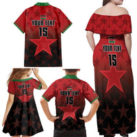 Custom Kenya Football Family Matching Off Shoulder Maxi Dress and Hawaiian Shirt Go Harambee Stars - Red Jersey - Wonder Print Shop