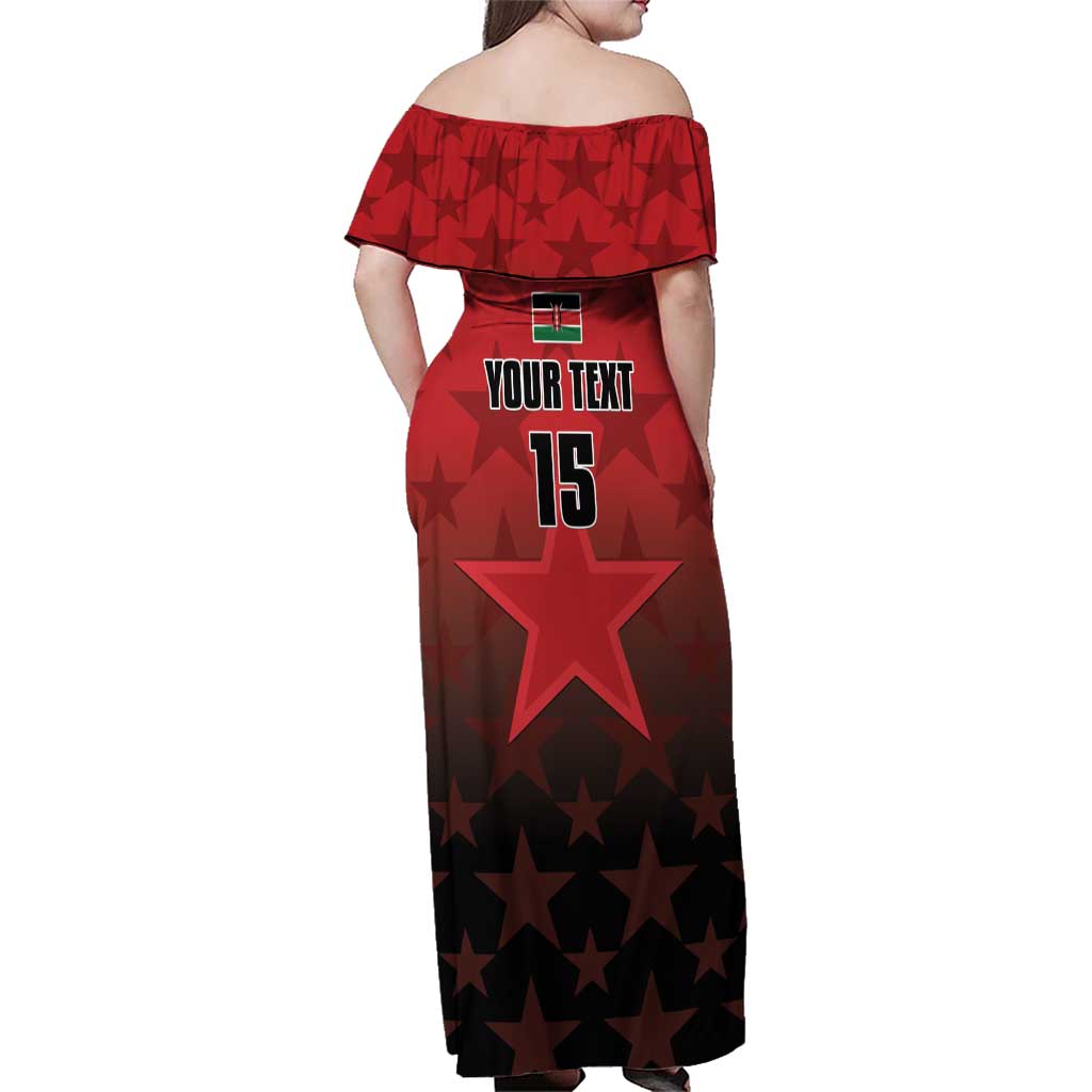 Custom Kenya Football Family Matching Off Shoulder Maxi Dress and Hawaiian Shirt Go Harambee Stars - Red Jersey - Wonder Print Shop