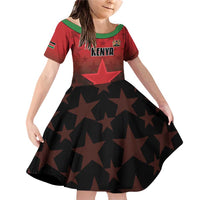 Custom Kenya Football Family Matching Off Shoulder Short Dress and Hawaiian Shirt Go Harambee Stars - Red Jersey - Wonder Print Shop