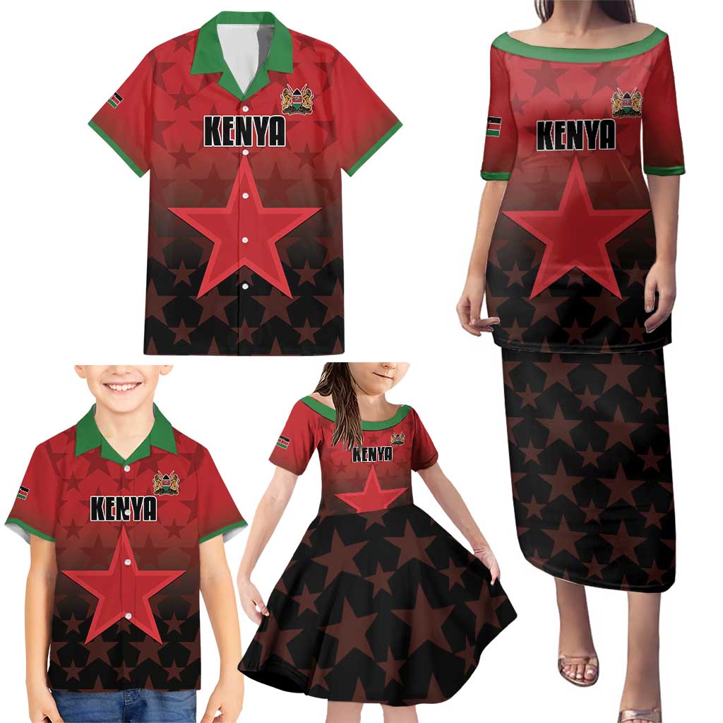 Custom Kenya Football Family Matching Puletasi and Hawaiian Shirt Go Harambee Stars - Red Jersey - Wonder Print Shop