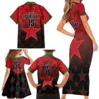 Custom Kenya Football Family Matching Short Sleeve Bodycon Dress and Hawaiian Shirt Go Harambee Stars - Red Jersey - Wonder Print Shop