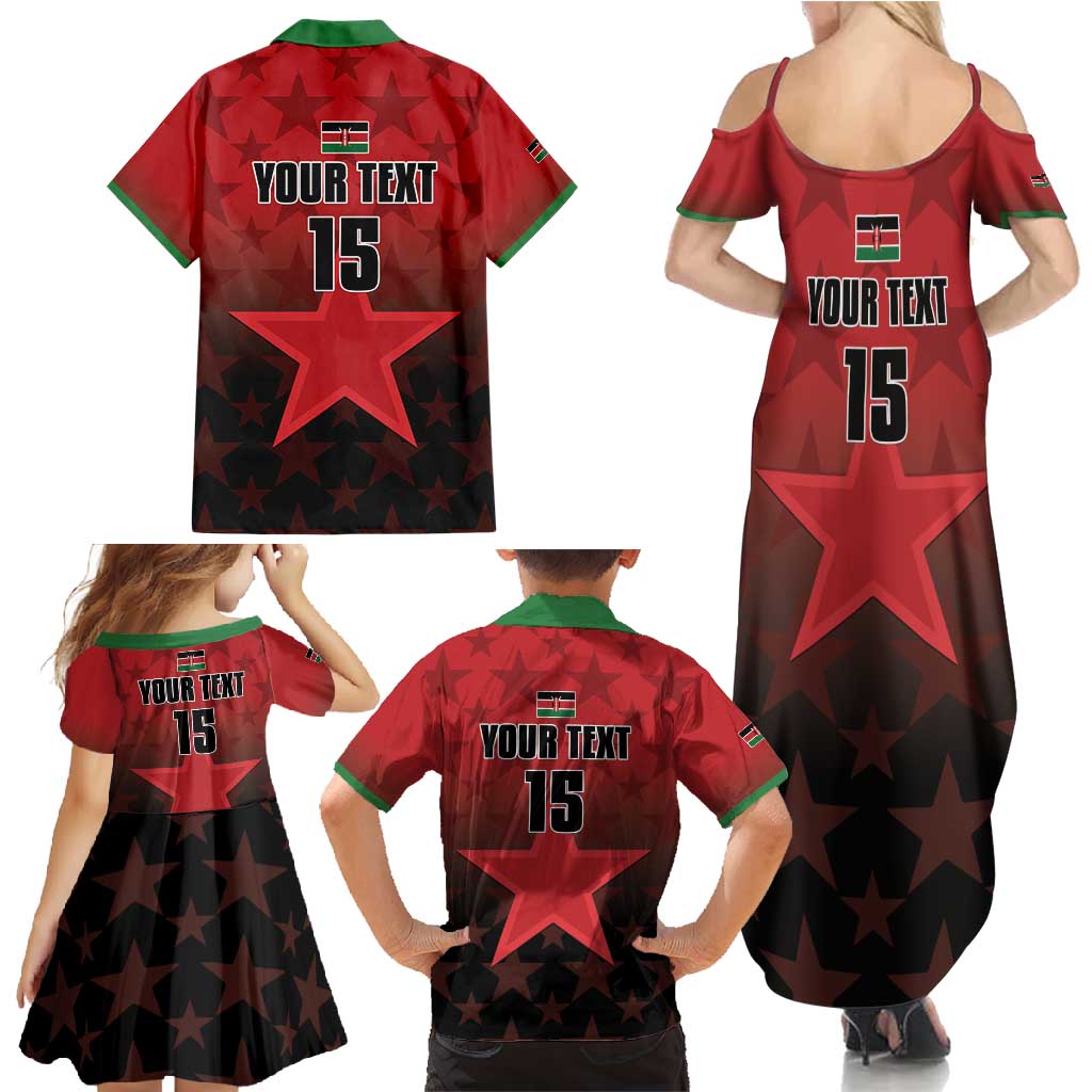 Custom Kenya Football Family Matching Summer Maxi Dress and Hawaiian Shirt Go Harambee Stars - Red Jersey - Wonder Print Shop