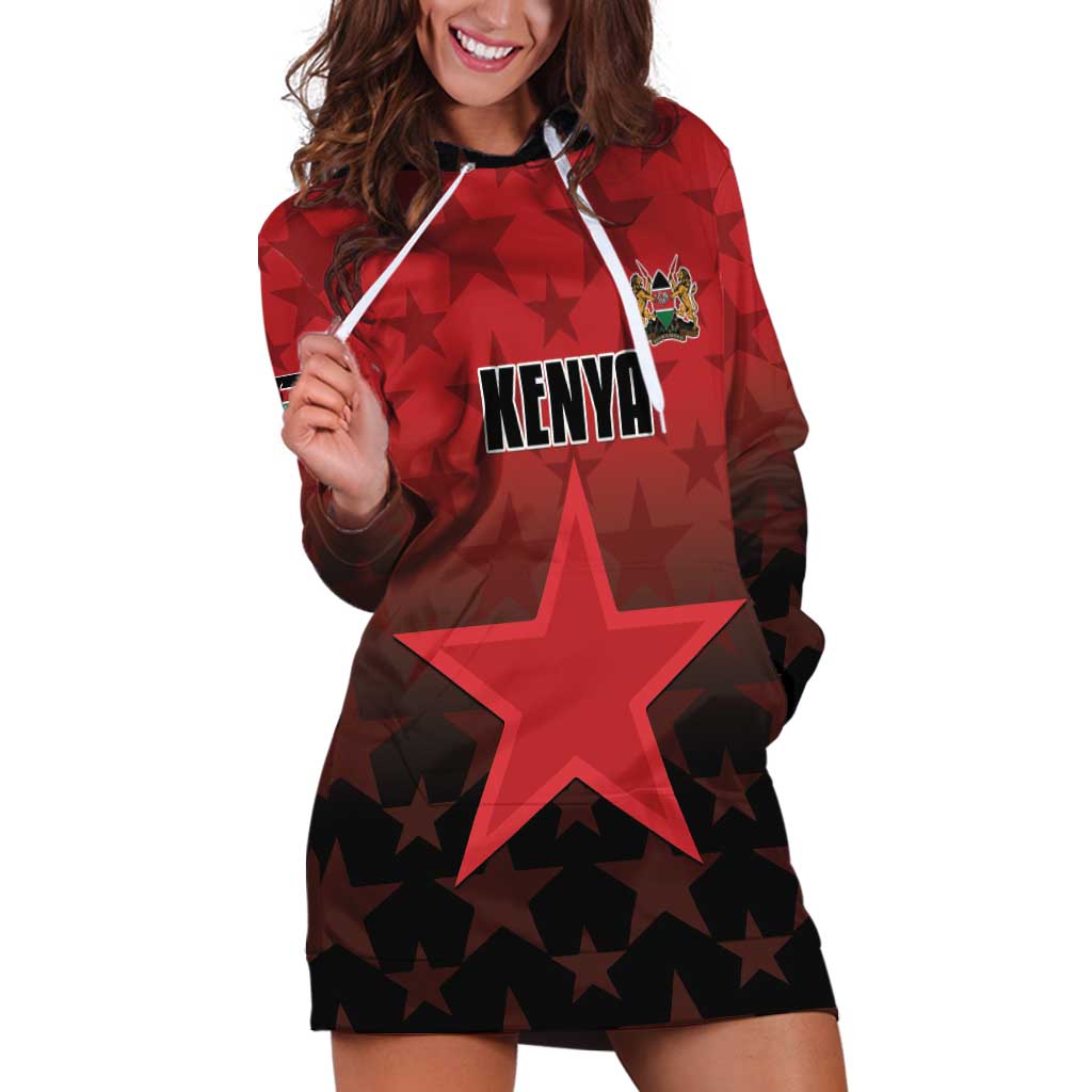 Custom Kenya Football Hoodie Dress Go Harambee Stars - Red Jersey - Wonder Print Shop