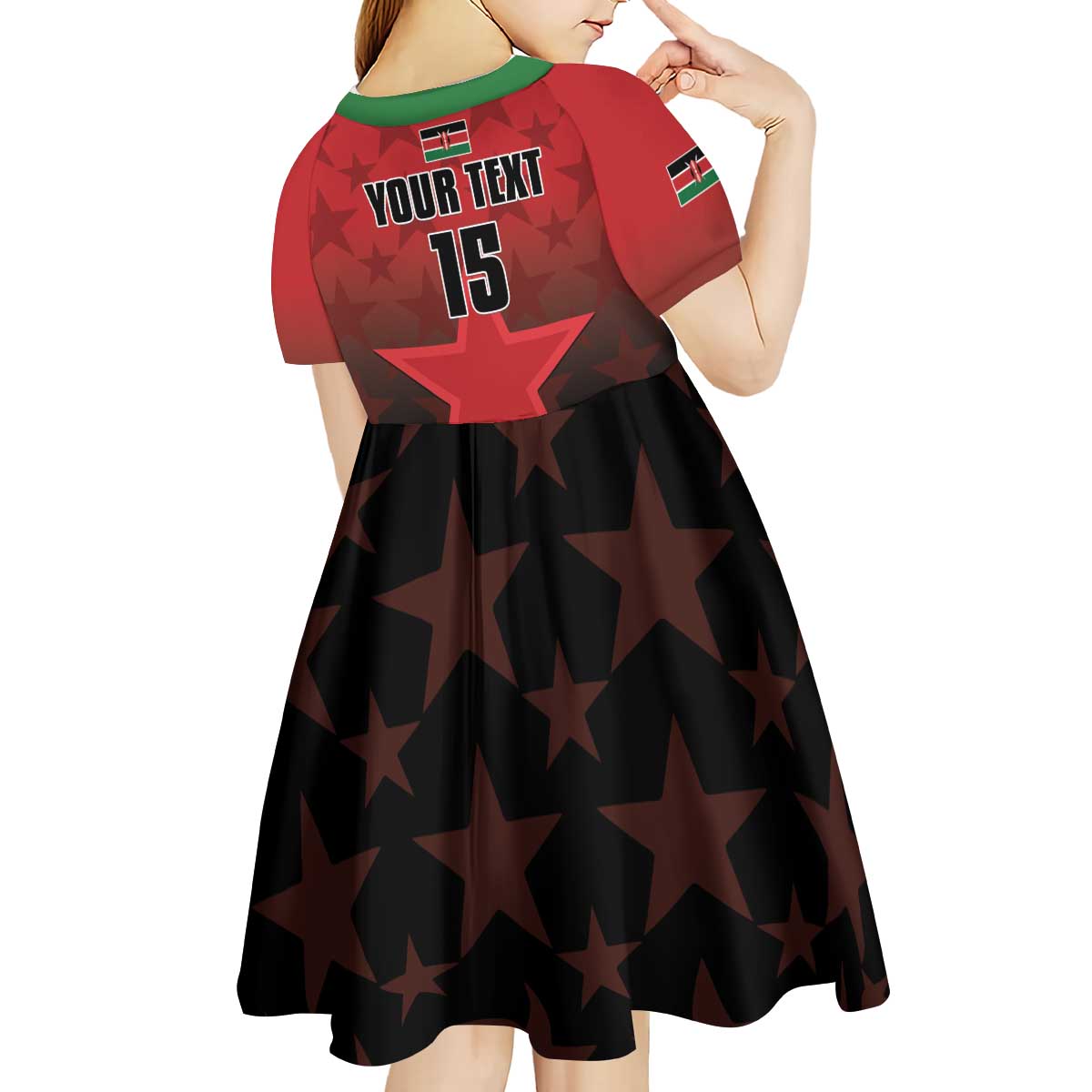 Custom Kenya Football Kid Short Sleeve Dress Go Harambee Stars - Red Jersey - Wonder Print Shop