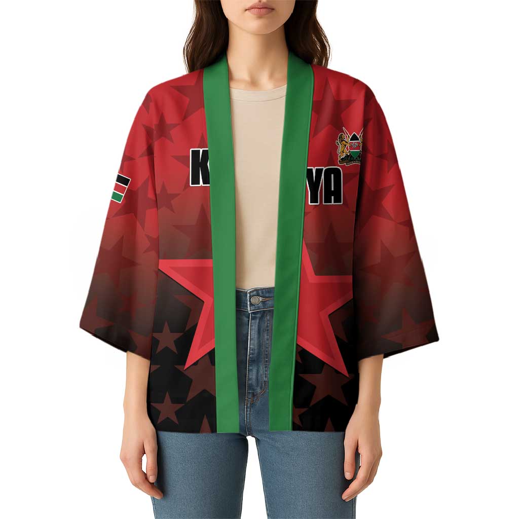 Custom Kenya Football Kimono Go Harambee Stars - Red Jersey - Wonder Print Shop